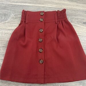 Rust Button Front Mini Skirt